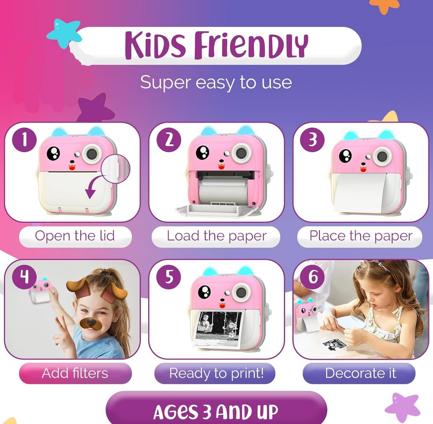 📸 Instant Print Camera for Kids – Fun, Creative & Mess-Free Printing! 🎉