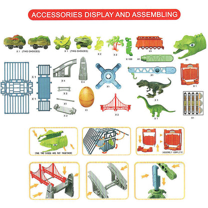 Dinosaur Electric Flexible Rail Track Toy 142 Piece Set