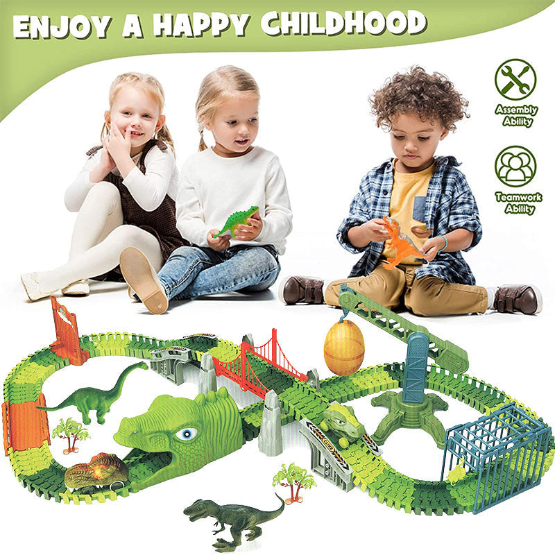 Dinosaur Electric Flexible Rail Track Toy 142 Piece Set