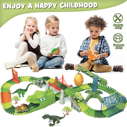 Dinosaur Electric Flexible Rail Track Toy 142 Piece Set