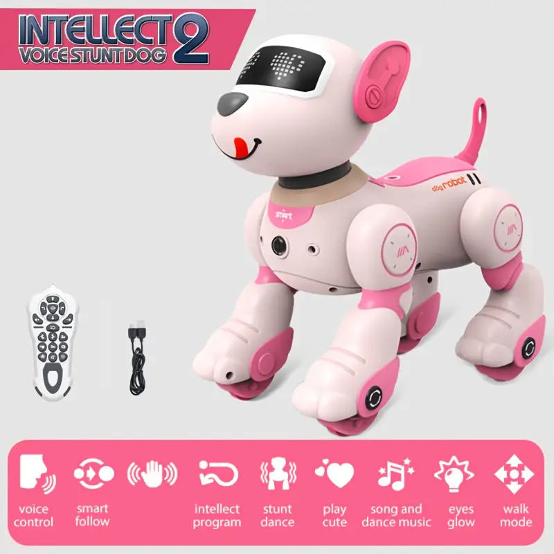Interactive RC Smart Dog - 2.4GHz Voice-Controlled, Music, Dance & Follow Modes, USB Rechargeable, Perfect Gift for Family & Friends