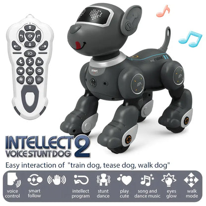 Interactive RC Smart Dog - 2.4GHz Voice-Controlled, Music, Dance & Follow Modes, USB Rechargeable, Perfect Gift for Family & Friends