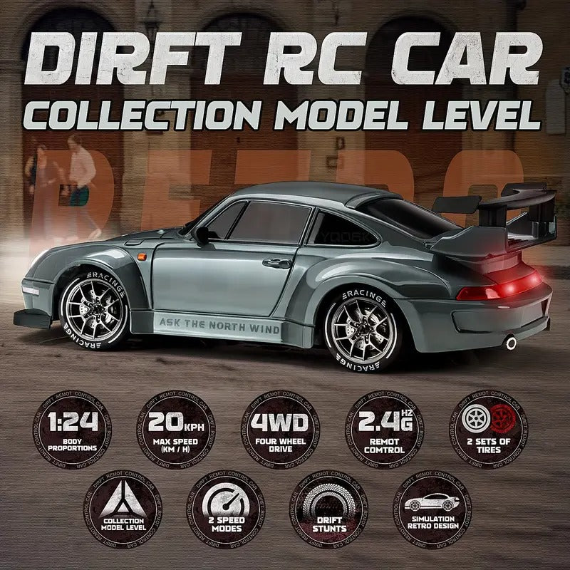 Porche 911 High-Speed 4WD Drift RC Car (1:24 Scale)